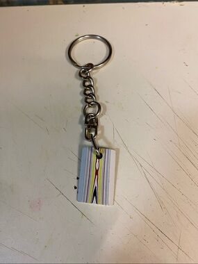 Metallic Silver fordite Keychain Phone Accessory with Multicolor Pendant